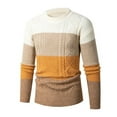 thumbnail image 1 of qucoqpe Men's Colorblock Crew Neck Sweater Slim Fit Midweight Sweatshirts Knitted Pullover for Casual Or Dressy Wear, 1 of 4