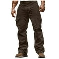 thumbnail image 1 of qucoqpe Men's Corduroy Cargo Pants Classic Casual Solid Work Trousers with Pockets for Men, 1 of 6