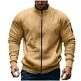 thumbnail image 1 of qucoqpe Men's Full Zip Sweatshirts Trdendy Casual Outdoor Gym Sports Jackets Long Sleeve Stand Collar Fleece Athletic Sweatshirt with Pockets, 1 of 6
