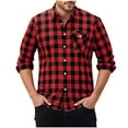 thumbnail image 1 of qucoqpe Men's Long Sleeve Plaid Shirt with Pocket Bassic Button Down Lapel Casual Flannel Shirts Fall Winter Stylish Blouse Top, 1 of 6