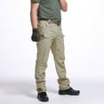 thumbnail image 1 of qucoqpe Men's Multiple Pockets Cargo Pants Waterproof Solid Outdoor Basic Light Weight Solid Stretch Fitness Track Jogging Hiking Sweatpants Work Pants, 1 of 5