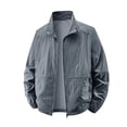 thumbnail image 1 of qucoqpe Men's Outdoor Sunscreen Jacket 2026 Spring Summer Stretchy Lapel Collar Zipper Coat Tops with Pockets, gifts for Fishing Climbing Hiking, 1 of 4