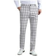 thumbnail image 1 of qucoqpe Men's Plaid Dress Business Pants with Pockets Casual Skinny Chino Pants Slim Fit Tapered Leg Stretch Trousers, 1 of 7