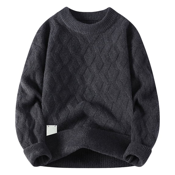 qucoqpe Men's Plus Size Crewneck Thickened Knit Sweater Fall Winter Fashion Striped Long Sleeve Warmth Casual Pullover Shirt