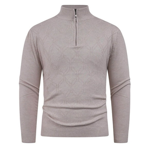 qucoqpe Men's Quarter Zip Sweater Slim Fiting Casual Knitted Turtleneck Pullover Mock Neck Sweatshirt Top