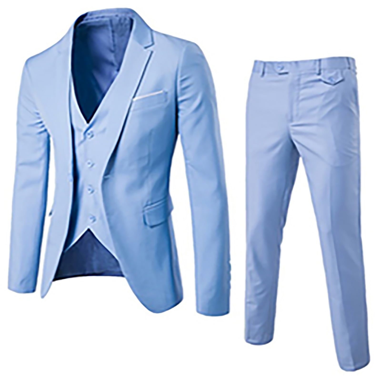 qucoqpe Men's Slim Fit Suit One Button 3-Piece Blazer Dress Business  Wedding Party Jacket Vest & Pant on Clearance 