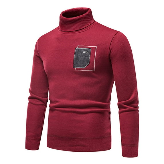 qucoqpe Men's Slim Fit Turtleneck Sweater Casual Knitted Twisted Pullover Solid Sweaters on Clearance