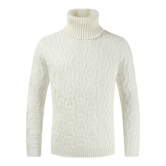 qucoqpe Men's Slim Fit Turtleneck Sweater Casual Twisted Knitted Pullover Sweaters on Clearance