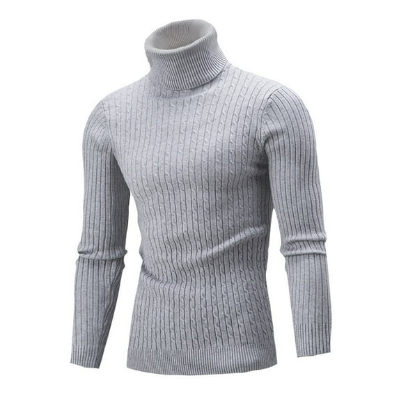 qucoqpe Men's Slim Fit Turtleneck Sweater Casual Twisted Knitted Pullover Sweaters