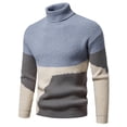 thumbnail image 1 of qucoqpe Men's Slim Fit Turtleneck Sweater Fashion Casual Color Patchwork Twisted Knitted Pullover Sweaters, 1 of 5