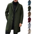 thumbnail image 1 of qucoqpe Men's Trendy Wool Trench Coat Mid-Length Lapel Single Breasted Overcoat Classic Long Sleeve Buttons Fall Winter Casual Jacket, 1 of 9