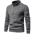 thumbnail image 1 of qucoqpe Men's Turtleneck Sweater Midweight Five-Button Long Sleeve Pullover Sweaters, 1 of 5
