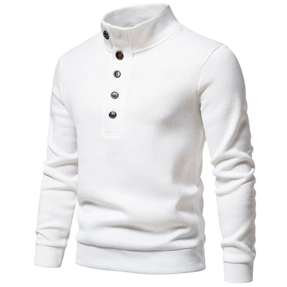 qucoqpe Men's Turtleneck Sweater Midweight Five-Button Long Sleeve Pullover Sweaters