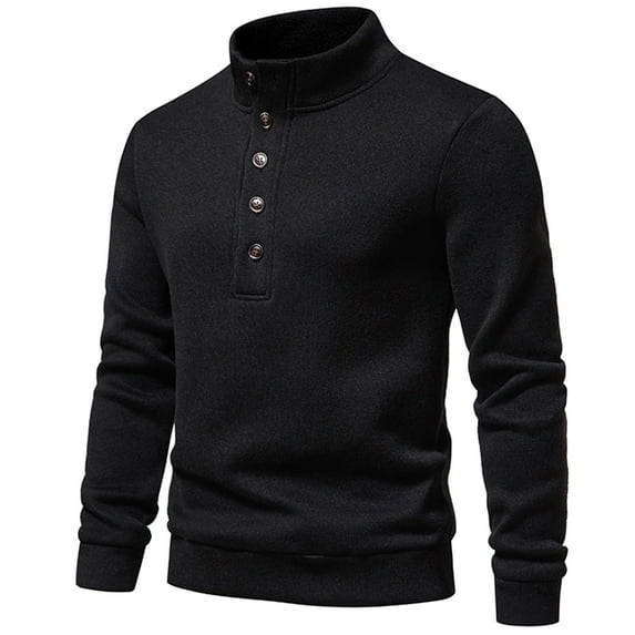 qucoqpe Men's Turtleneck Sweater Midweight Five-Button Long Sleeve Pullover Sweaters