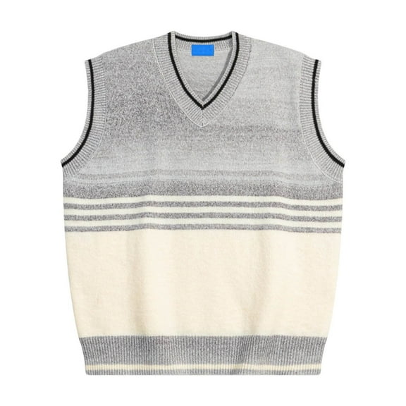 qucoqpe Men's V Neck Sweater Vest Sleeveless Vintage Knitted Pullover Sweaters Vest