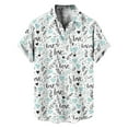 thumbnail image 1 of qucoqpe Men's Valentine's Day T-Shirts Fashion Love Heart Printed Turndown Neck Short Sleeve Button Up Blouse Tops, 1 of 5