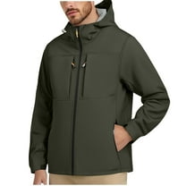qucoqpe Men's Windproof Rainproof Hooded Jacket with Zip Pockets Loose Fitting Casual Hiking Running Fishing Coat
