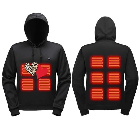 qucoqpe Men's Women's Electric Heated Hoodie Sweatshirt 10-Zone Smart Warming Winter Pullover Rechargeable Battery Heating Jacket