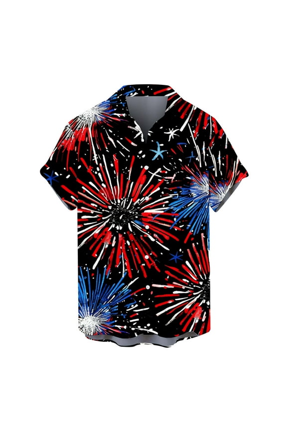 Mens 4th of July Shirts Independence Day Patriotic Day American Flag Print V Neck Short Sleeve Summer Casual T-shirt Tops