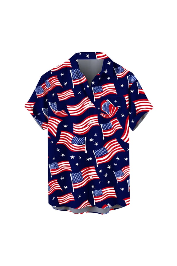 Mens 4th of July Shirts Independence Day Patriotic Day American Flag Print V Neck Short Sleeve Summer Casual T-shirt Tops