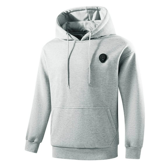 qucoqpe Mens 5 Zones Heated Hoodie Solid Charging Via Heated Blouse Fashion Casual Long Sleeve Thermal Pullover Sweatshirt with Pockets