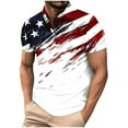 thumbnail image 1 of qucoqpe Mens Button Turndown Shirts 4th of July Patriotic T-shirts Independence Day America Flag Short Sleeve Tops, 1 of 5