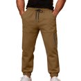 thumbnail image 1 of qucoqpe Mens Cargo Sweatpants with Zipper Pockets Trendy Casual Drawstring Joggers, 1 of 10