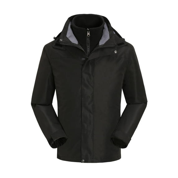 qucoqpe Mens Casual Fleece Long Sleeve Jacket Classic Solid Outdoor Waterproof Hoodie Coat with Zipper Pockets Fall and Winter Windproof Workwear Plus Size Warm Coat