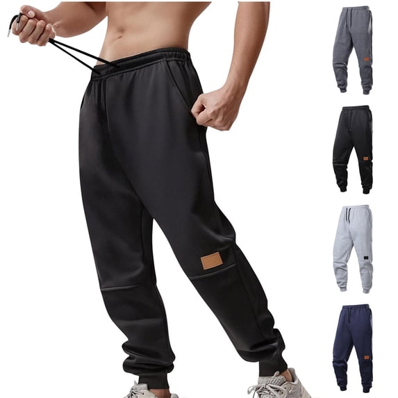 qucoqpe Mens Sweatpants Trendy Drawstring Athletic Elastic Waist Joggers Trousers Baggy Workout Running Sweat Pants for Men Black S