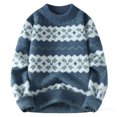 thumbnail image 1 of qucoqpe Mens Fashion Mink Fleece Sweater Color Block Casual Long Sleeve Crewneck Knit Pullover Shirts, 1 of 6