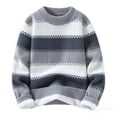 thumbnail image 1 of qucoqpe Mens Fashion Mink Fleece Sweater Color Block Casual Long Sleeve Crewneck Knit Pullover Shirts, 1 of 4