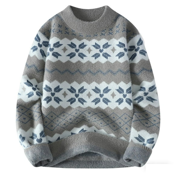 qucoqpe Mens Fashion Mink Fleece Sweater Color Block Casual Long Sleeve Crewneck Knit Pullover Shirts