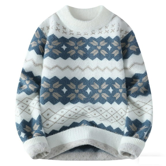 qucoqpe Mens Fashion Mink Fleece Sweater Color Block Casual Long Sleeve Crewneck Knit Pullover Shirts