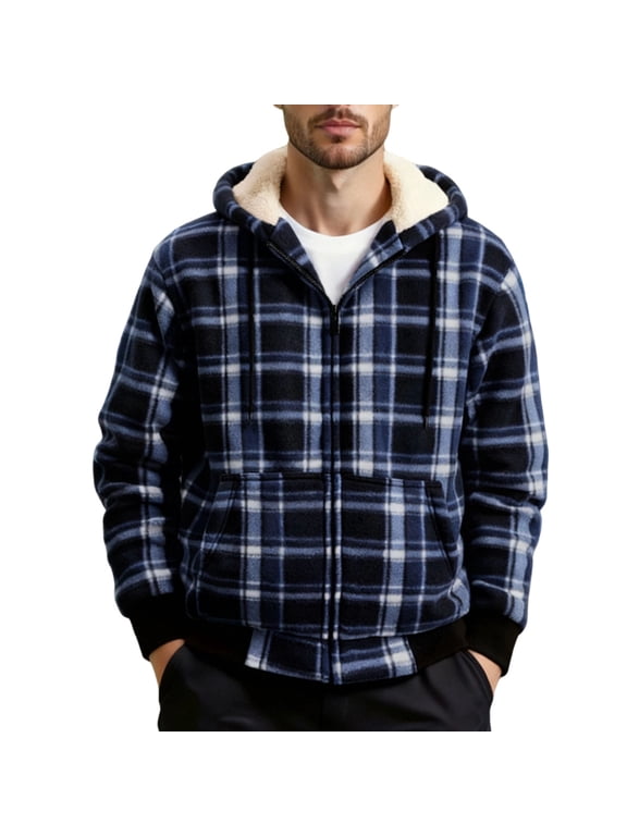 Mens Flannel Shirts Button Down Long Sleeve Plaid Shirt Jacket Casual Cozy Loose Fitting Outerwear Coat