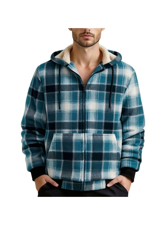 Mens Flannel Shirts Button Down Long Sleeve Plaid Shirt Jacket Casual Cozy Loose Fitting Outerwear Coat