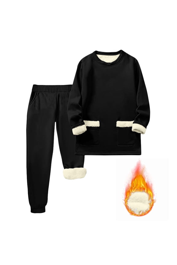 Mens Fleece Lined Sweatsuits Sweatshirts and Joggers Fall Winter 2 Piece Outfits Thermal Warm Lounge Sets Tracksuits