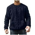 thumbnail image 1 of qucoqpe Mens Fuzzy Fleece Crewneck Sweatshirts Fall Winter Long Sleeve Warm Pullover Tops for Men with Front Pocket, 1 of 7