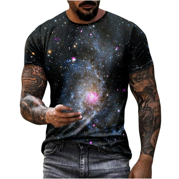 qucoqpe Mens Graphic Tees Tie Dye Casual Big & Tall T-Shirts Short Sleeve Tops on Clearance
