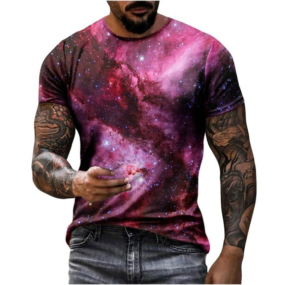qucoqpe Mens Graphic Tees Tie Dye Casual Big & Tall T-Shirts Short Sleeve Tops on Clearance