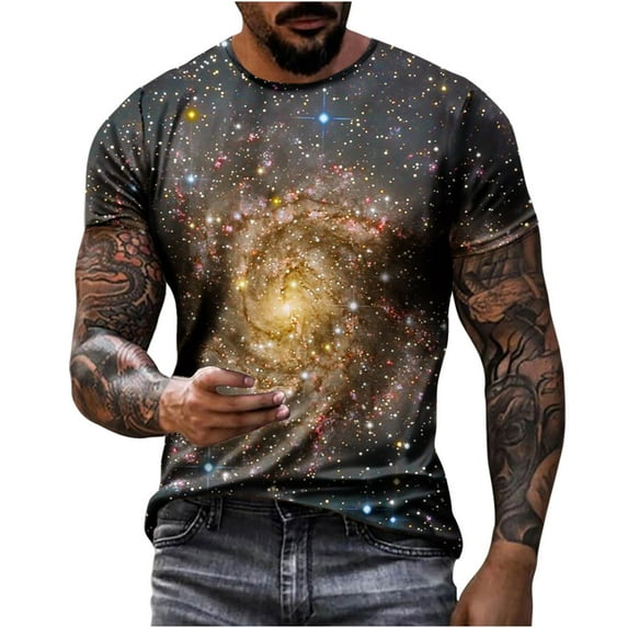 qucoqpe Mens Graphic Tees Tie Dye Casual Big & Tall T-Shirts Short Sleeve Tops on Clearance