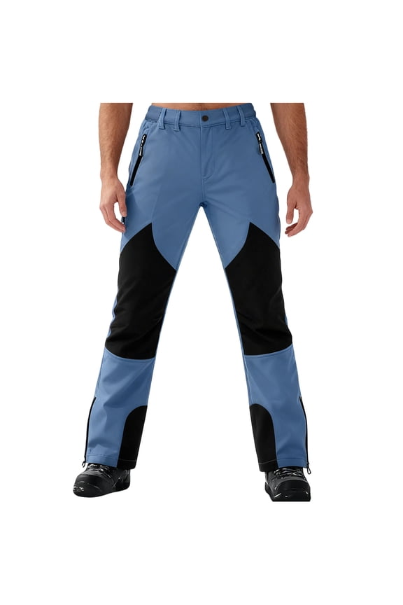 Mens Snowsports Cargo Pants Insulated Snow Ski Pants Winter Colorblocked Fleece Lined Waterproof Snowboarding Trousers
