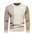 thumbnail image 1 of qucoqpe Mens Striped Pullover Sweater Crewneck Contrast Fine Knitted Sweaters, 1 of 5