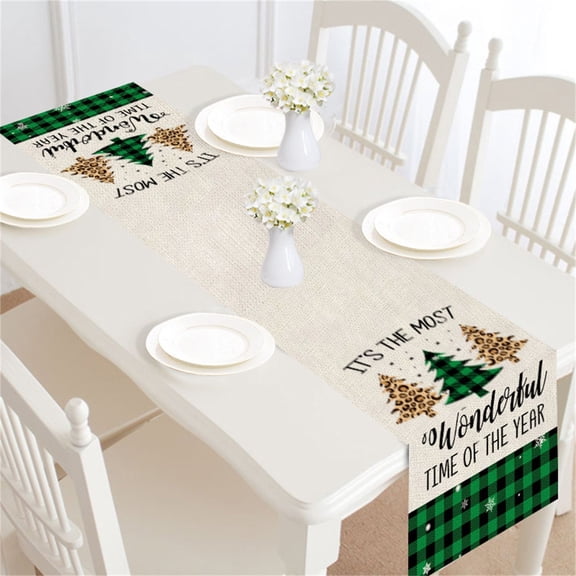 " Bouanq Merry Christmas Table Runner Red Buffalo Check Tablecloth Xmas Snowflake Table Cover Rustic Kitchen Buffalo Plaid Table Decorations Party Favors, 71 x 11.7 Inch"