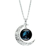 qucoqpe Necklaces for Women Teen Girls 12 Constellation Moon Necklace GiftS for Mom Present for Women Teen Girls Her Girls Necklace Chains On Clearance ,Sliver