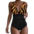 thumbnail image 1 of qucoqpe One Piece Swimsuit for Women Fashion Print‌ Gathering Bathing Suit Slim Mesh Wraps Ruched Swimwear, 1 of 6