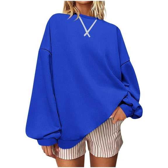 qucoqpe Oversized Crewneck Sweatshirt for Women Loose Fit Long Sleeve Color Block Pullover Tops Fall Fashion Casual Shirts