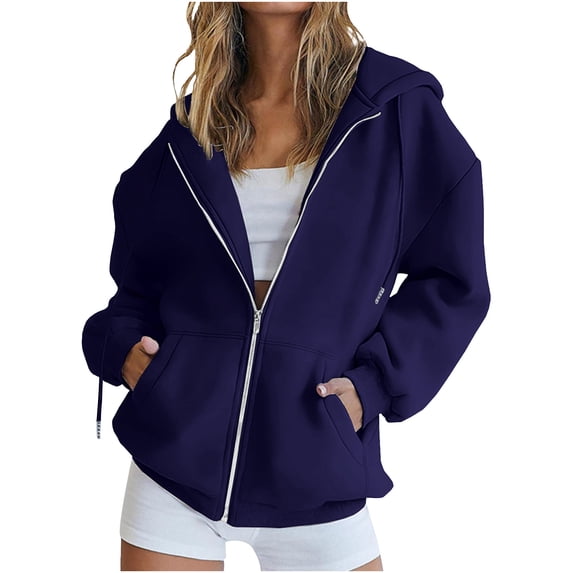 qucoqpe Oversized Hoodies for Women 2025 Fall Winter Fashion Solid Long Sleeve Drawstring Sweatshirt Coat with Pockets