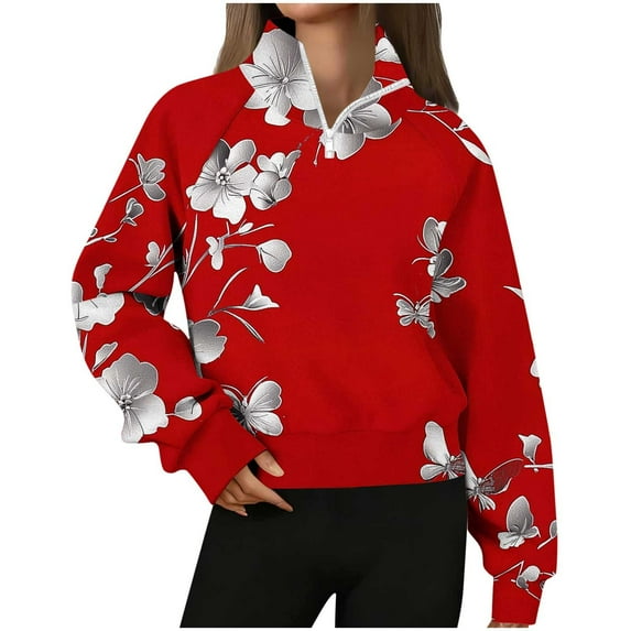 qucoqpe Oversized Striped Printed Sweatshirts for Women Fashion Color Block Buttons Lapel Long Sleeve Pullover Casual Top for Fall and Winter