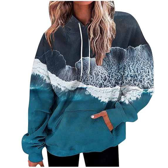 qucoqpe Oversized Sweatshirt for Women 2025 Fall Winter Fashion Gradient Long Sleeve Hoodies Pullover Tops with Kangaroo Pockets