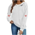 thumbnail image 1 of qucoqpe Oversized Valentine's Day Sweatshirts for Women Fashion Love Heart Printed Crewneck Pullovers Long Sleeve Shirts Tops, 1 of 5